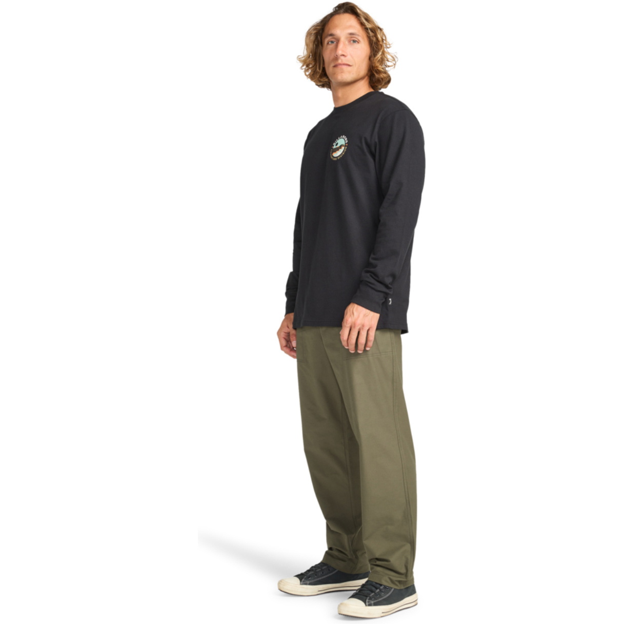 2025 Billabong T-shirt De Manga Comprida Rockies Para Homem EBYZT00390 - Black